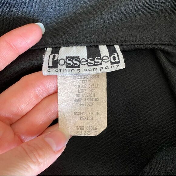 Black Vintage 90's Zip Up Bodycon Mini Dress Size 3 (4 Women's) - Picture 4 of 10